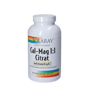 Solaray Cal-Mag 1:1 Citrat med vitamin D og K2 (240 stk)